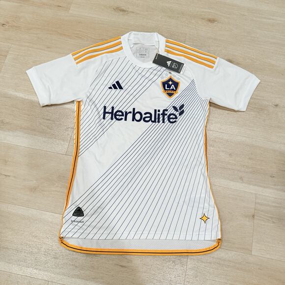 Adidas LA Galaxy 24/25 Home Authentic Jersey White/Yellow IZ0475 Men M Slim Fit